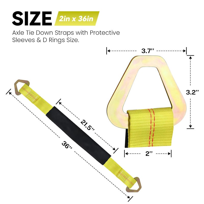 Bazeiona 2 PCS 2" x 36" Lifting Slings Straps Polyester Web Slings with D Rings - Lifting Slings 3,333 lbs, Working Load Limit 10,000 lbs Polyester Lifting Strap for Cars, SUVs, Trucks, Heavy Machinery - Image 3